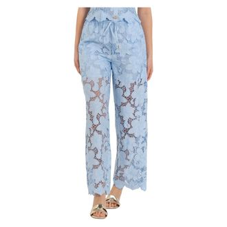 Kocca Wide Trousers, female, Blue, Size: XL Full length relaxed lace trousers