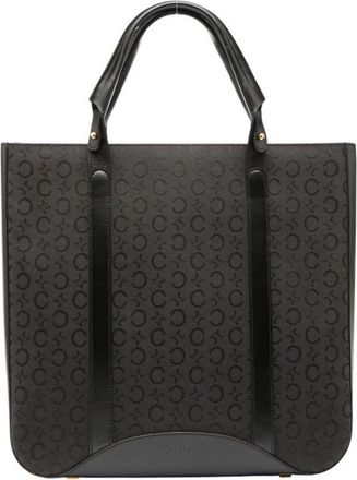 Celine Black Canvas Leather Handbag Tote Bag (Pre-Owned)