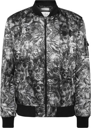Philipp Plein Nylon Bomber Tattoo - Heren - Bomber jackets - Zwart - S - Nylon - Jassen