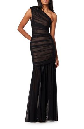 Elliatt Vienna Ruched One-Shoulder Gown in Black at Nordstrom, Size Xx-Large