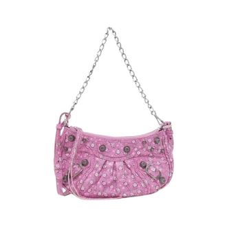 Balenciaga Pre-owned Shoulder Bags, female, Pink, Size: ONE SIZE Pre-owned Le Cagole Mini Leather Shoulder Bag
