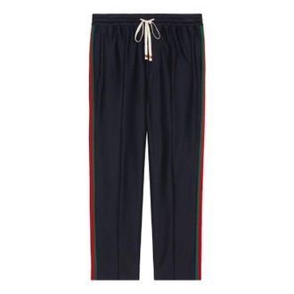 Gucci Cotton Trouser With Web Navy Blue 668500-Z8AQZ-4433