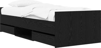 vidaXL Estructura De Cama Con Caj&oacute;n Roble Negro Madera De Ingenier&iacute;a Vidaxl