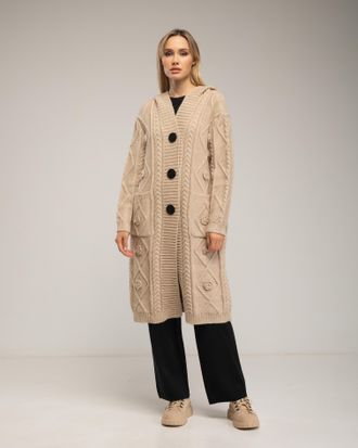 Tantra Dikke gebreide jas met bloempatroon