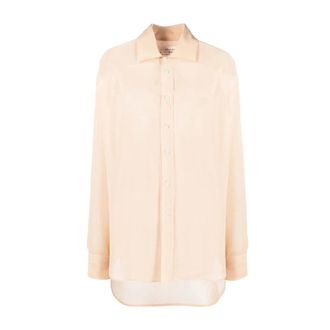 Maison Margiela Overhemden, Dames, Beige, 2Xs, Beige Zijden Lange Mouwen Shirt