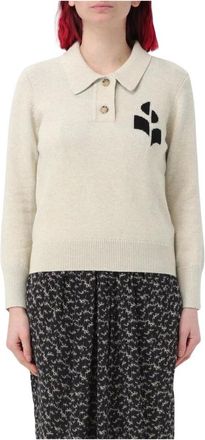 Isabel Marant Isabel Marant, Round-neck Knitwear, female, Beige, Size: S Grey Merino Wool Knit Sweatshirt