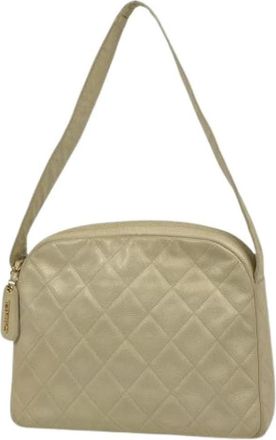 Chanel Pre-owned Matelasse Shoulder Bag - Dames - Vintage Schoudertas - Beige - ONE Size - Leer - Vintage