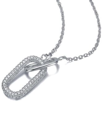 Genevive Silver Diamond Cz Chain Necklace