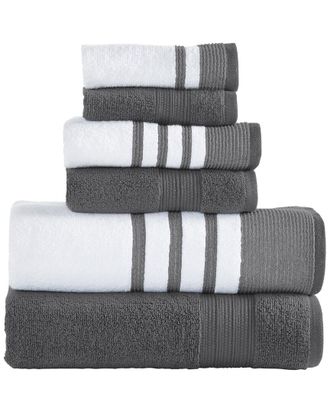 Modern Threads 6Pc Quick Dry White/Contrast Towel Set