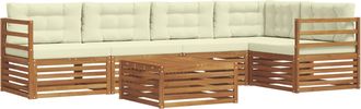 vidaXL Conjunto De Sof&aacute;s De Exterior 6 Uds. Natural Y Crema Vidaxl