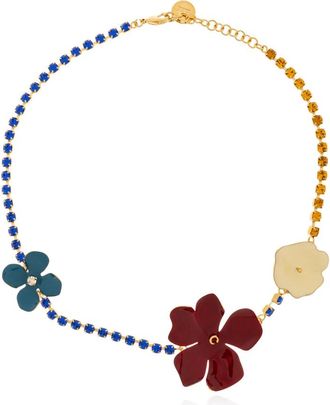 Marni Enamel Flower Rhinestone Necklace - Dames - Kettingen - Veelkleurig - ONE Size - Leer - Accessoires