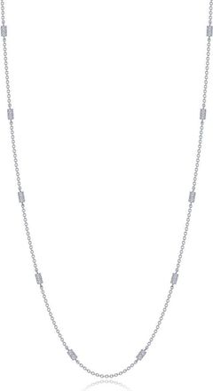 Lafonn Simulated Diamond Station Necklace in Silver at Nordstrom, Size 18