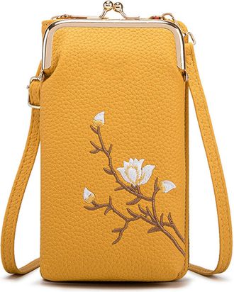 Generic Women Sling Cross-Body Wallet with Mobile Cell Phone Holder, Phone Purse Bag with Shoulder Strap, Lightweight Crossbody Wallet Handbag for Travel & Ev