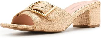 Johnston & Murphy Edith Buckle Slide Womens Sandals Natural Raffia : 8.5 M, Leather