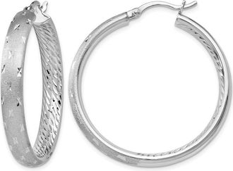 Diamond2Deal Sterling Silver In/Out Diamond-cut Round Hoop Earrings 39mm