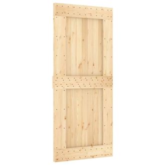 Berkfield Home Sliding Door with Hardware Set 90x210 cm Solid Wood Pine in Light Brown
