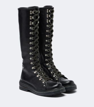 Miu Miu Leather lace-up boots