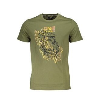 Cavalli Verde Cotton Men Mens T-Shirt