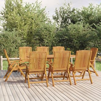 vidaXL Juego De Comedor Para Jard&iacute;n 9 Piezas Madera Maciza De Teca Vidaxl