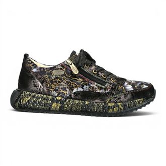 Laura Vita Laura Vita Goth Victoriaans Bloemenzwart Leren Trainer Sneaker voor vrouwen - Burton-43