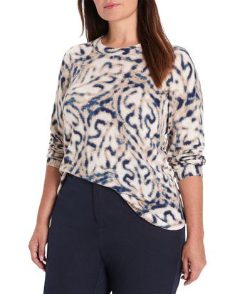 Nic+Zoe Nic+Zoe Plus Blurry Leaf Supersoft Sweater