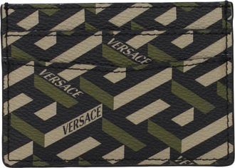 Versace Herrens Dokumentenhalter Stoff Schwarz/Khaki