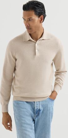 Brunello Cucinelli Cashmere knit polo shirt in Sand at Nordstrom, Size 52