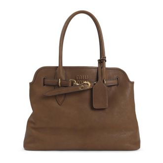 Miu Miu Tassen, Dames, Bruin, ONE Size, Leer, Aventure Handbag