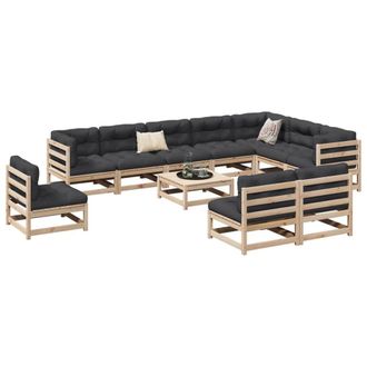 Berkfield Home 11 Piece Garden Sofa Set Solid Wood Pine in Brown