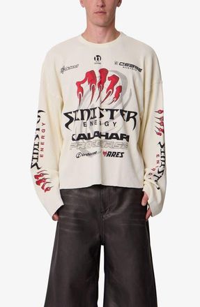 mnml Sinister Thermal Long Sleeve Cotton Graphic T-Shirt in Off White at Nordstrom, Size Xx-Large