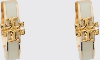 Tory Burch Orecchini a cerchio Icon in ottone smaltato con logo Double T