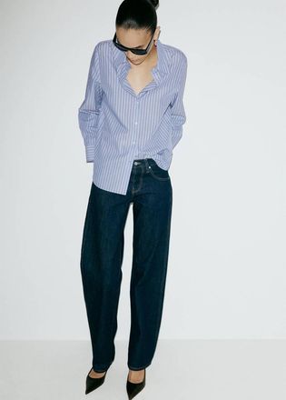 Mango Camicia dritta misto cotone e lyocell blu - Donna - XXS - MANGO