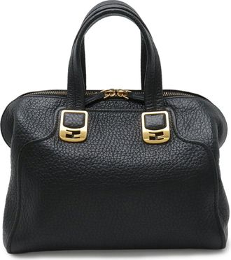 Fendi Black Leather Handbag Tote Bag (Pre-Owned)