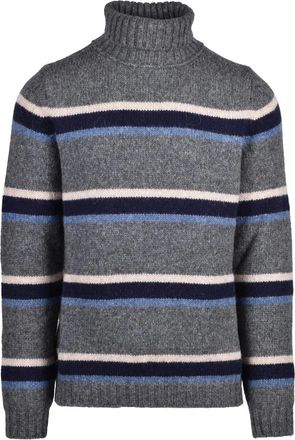 Alpha Studio Textured Knit High Neck Sweater With Ribbed Detailing
