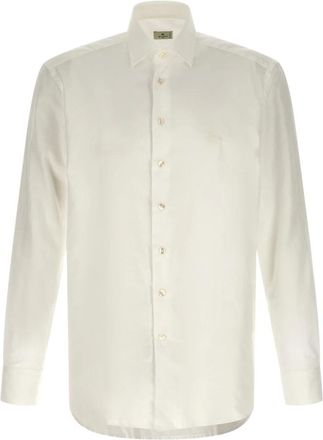 Etro Paisley Jacquard Shirt - Heren - Casual Overhemden - Wit - 2XL - Katoen - Overhemden