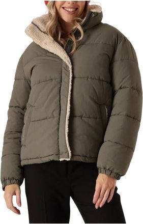 Another Label Jassen, Dames, Groen, L, Groene Gewatteerde Teddy Puffer Jas