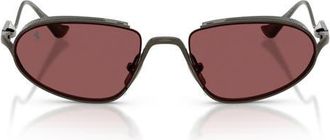 Ferrari 53mm Oval Sunglasses in Gunmetal /Red at Nordstrom