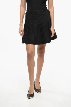 Dior Minigonna Pliss&egrave; in Cotone con Cintura Dior