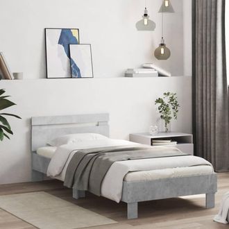 Berkfield Home Durable Bed Frame without Mattress with LED Lights Concrete Grey