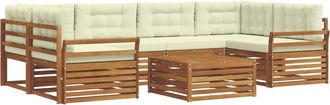 vidaXL Conjunto De Sof&aacute;s De Exterior 7 Uds. Natural Y Crema Vidaxl