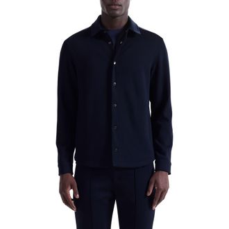 Bugatchi Soft Touch Snap-Up Shirt in Navy at Nordstrom, Size Xx-Large