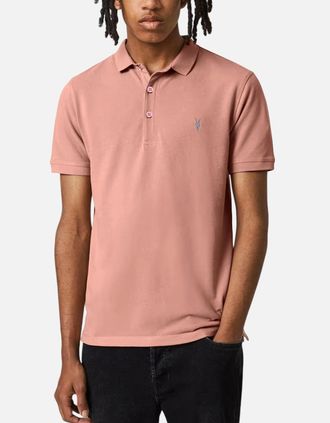 AllSaints Allsaints Mens All Saints Reform Mens Polo Shirt Summer Pique Polo Casual Solid Polo T Shirts - Pink - Size: 44