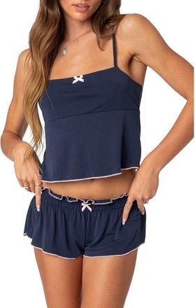 Edikted Alice Peplum Camisole in Navy at Nordstrom, Size X-Small