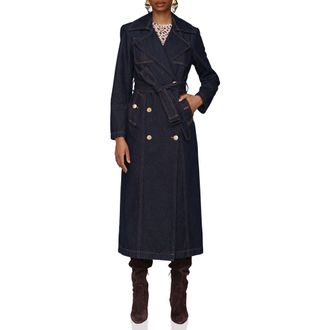 Avec Les Filles Belted Utility Denim Trench Coat in Raw Indigo Rinse at Nordstrom Rack, Size Small