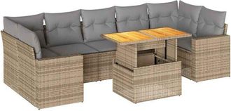 vidaXL Set De Sof&aacute;s De Jard&iacute;n Y Cojines 8 Piezas Rat&aacute;n Sint&eacute;tico Beige Vidaxl