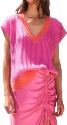 Fifteen Twenty Jules Sweater Vest In Pink/orange