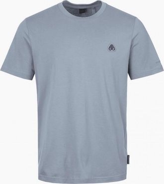 Moose Knuckles Mens Crescent Metal Logo Regular Fit Jet Stream Blue T-Shirt - Size: 38