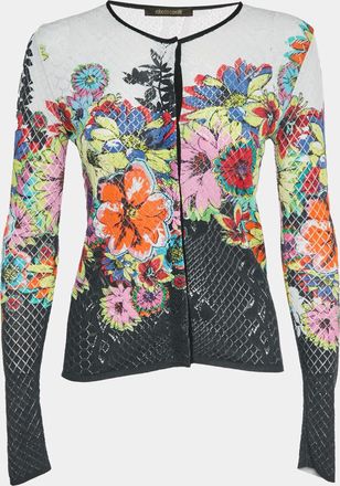 Roberto Cavalli Black Floral Knit Cardigan