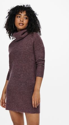 Only Strickkleid ONLY ONLJANA L/S COWLNCK DRESS, Damen, Gr. XS, N-Gr, lila (colorot rose braun melange), Rippstrick, Obermaterial: 62% Polyacryl, 15% Nylon
