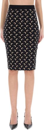 Marine Serre Black Printed Midi Skirt